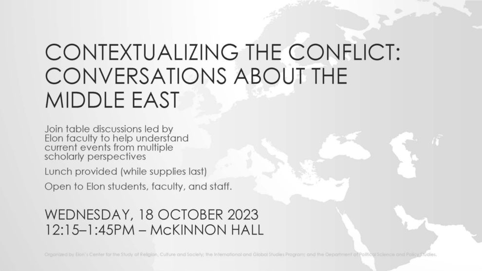 Elon to host event about conflict in the Middle East - Today at Elon 1 wp header logo 1650 scaled
